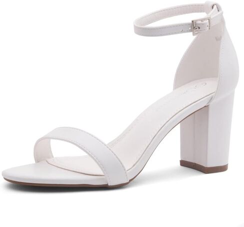 Shoe Land Low Chunky Heels for Women Open Toe Ankle Strap Block Heel Sandals 3 Inch Dressy Heels for Wedding Party Date Night in Saudi Arabia