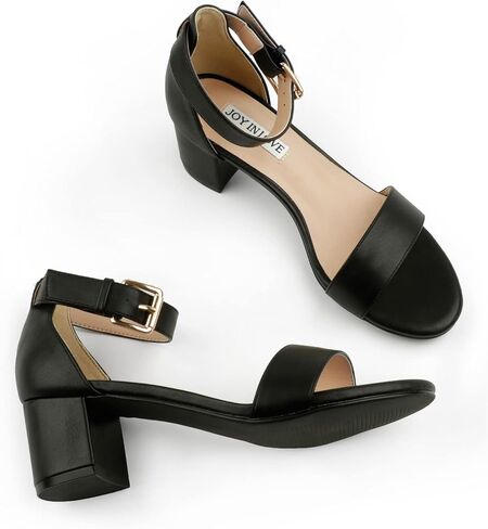 JOY IN LOVE Women's Chunky Low Heels Ankle Strap Open Toe Block Heel Sandals in Saudi Arabia