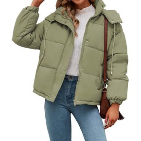 WOTOZR Women's Winter Hooded Puffer Jacket Oversized Long Sleeve Zip Up Quilted Short Down Coat with Pockets in Saudi Arabia