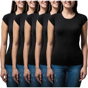 مجموعة من 5 قمصان نسائية كاجوال ونشطة من القطن الأساسي ذو اللون المطاطي من sexy Basics in Kuwait