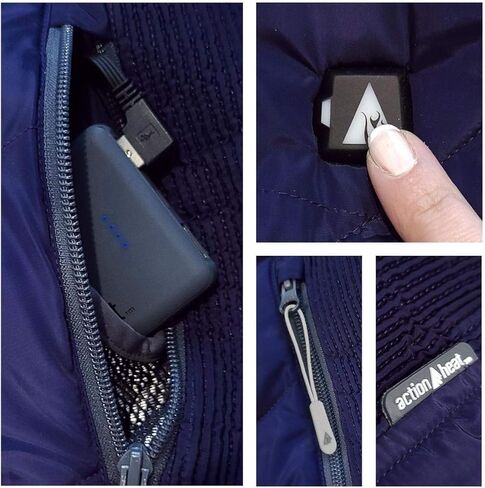 سترة منتفخة طويلة قابلة للتدفئة ببطارية 5 فولت للنساء مع غطاء رأس من الفرو الصناعي، تدفئة ثلاثية المناطق، تحكم باللمس، بنك الطاقة in Kuwait