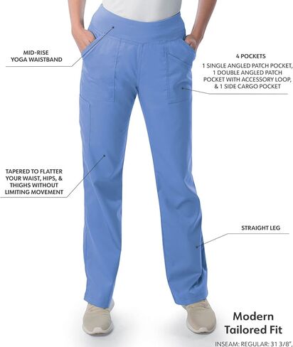 Landau Proflex Tailored Fit Comfort Stretch 4-Pocket Scrub Pants for Women 2043 in Saudi Arabia