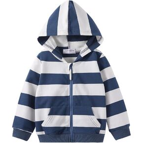 LittleSpring Little Girls Full Zip Hoodie Long Sleeve Stripe Fall Casual Sweatshirt in Kuwait