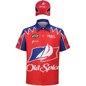 Ricky Bobby Costume Short Sleeve Shirt Cap Hat Outfit Adult Men Talladega Nights Wonder Halloween Cosplay Props