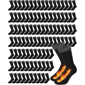 Henoyso 150 Pairs Thermal Socks Bulk Socks Thick Winter Socks Unisex One Size Socks for Men Women Homeless Care Package, Black in Saudi Arabia