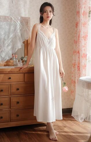 Victorian Princess Style Cotton Nightgown for Women Vintage Palace Sleepwear in Kuwait