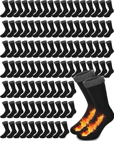 Henoyso 150 Pairs Thermal Socks Bulk Socks Thick Winter Socks Unisex One Size Socks for Men Women Homeless Care Package, Black in Saudi Arabia