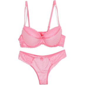 Swbreety Women Lace Bra and Panty Set Stripes Lingerie Set Bowknot Underwire Bras in Kuwait