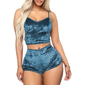 RUEWEY المرأة مثير Strappy Babydoll الملابس الداخلية الساتان بيجامة مجموعة بروتيل مع السراويل 2 قطعة ملابس خاصة in Kuwait