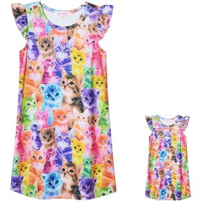 Matching Girls & 18" Dolls Nightgown Unicorn Nightdress Sleepwear Pajamas