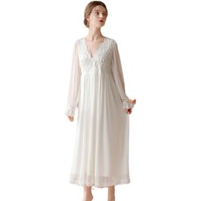 Hearttouch Women's Victorian Princess Nightgown Long Sleeve Nightdress Vintage Chiffon Nightgowns Bridal Pajamas Sleepwear in Saudi Arabia