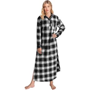 Latuza Women's Plaid Flannel Nightgowns Full Length Sleep Shirts in Saudi Arabia