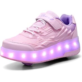 YUNICUS Roller Shoes for Girls Boys Kid Light Up Sneakers with Wheels