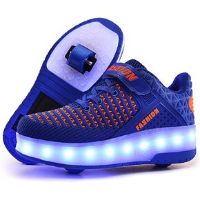 Qneic USB Rechargeable Roller Shoes Sneakers for Boys Girls Kids Gift LED Light Up Wheels Shoes Roller Skates in Kuwait