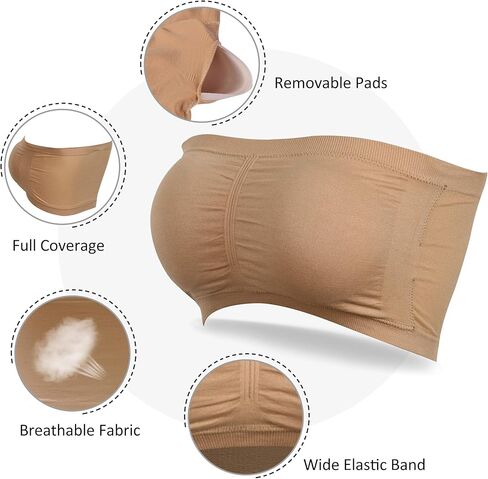 حمالة صدر نسائية مبطنة من TIME AND RIVER، طبقة أساسية بدون حمالات، 1-3 عبوات in Kuwait