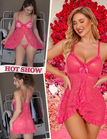 ADOME Women Babydoll Lingerie With Underwire Lace Chemise Sleepwear Bridal Lingerie Dress in Saudi Arabia