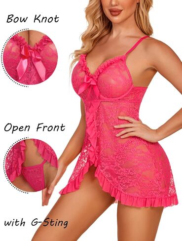 ADOME Women Babydoll Lingerie With Underwire Lace Chemise Sleepwear Bridal Lingerie Dress in Saudi Arabia
