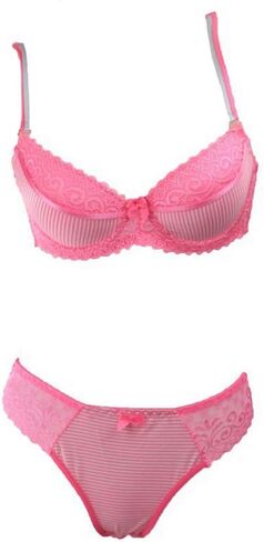 Swbreety Women Lace Bra and Panty Set Stripes Lingerie Set Bowknot Underwire Bras in Kuwait