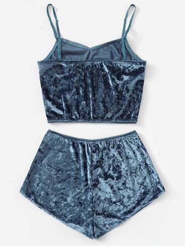 RUEWEY Women Sexy Strappy Babydoll Lingerie Satin Pajama Set Camisole with Shorts 2 Piece Sleepwear in Saudi Arabia