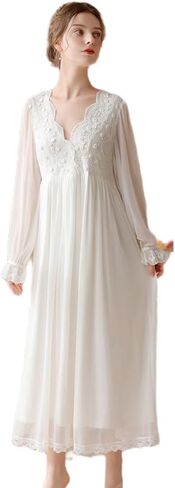 Hearttouch Women's Victorian Princess Nightgown Long Sleeve Nightdress Vintage Chiffon Nightgowns Bridal Pajamas Sleepwear in Saudi Arabia