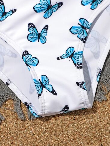 SHENHE Girl's 3 Piece Tropical Print Criss Cross High Waisted Bikini Swimsuit with Beach Pants in Saudi Arabia