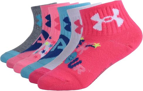 Under Armour Baby Girls Multi Pack Heart Essential Quarter Sock, Neon Pink, 2T-4T in Saudi Arabia