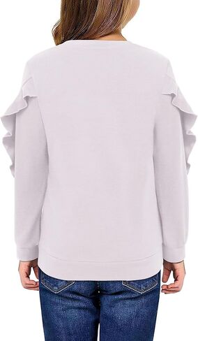 Yoklass Girls Long Sleeve Shirt Crewneck Sweatshirts Casual Flutter Pullover Tops 5-14 Years in Saudi Arabia