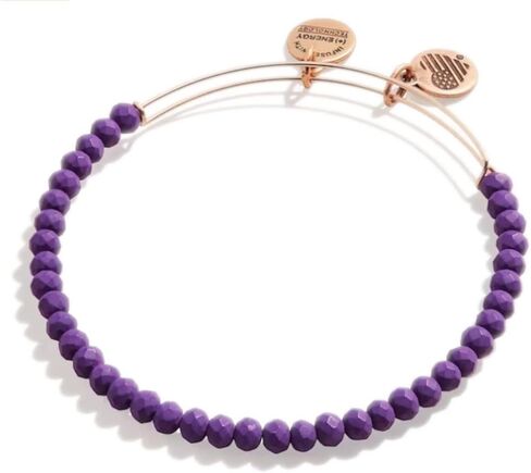 Alex and Ani Accents Beaded Expandable Bangle for Women, Matte Brilliance, Violet Beads, Rafaelian Antique Rose Finish, 2 to 3.5 in in Saudi Arabia