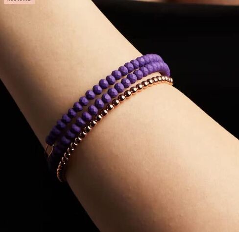 Alex and Ani Accents Beaded Expandable Bangle for Women, Matte Brilliance, Violet Beads, Rafaelian Antique Rose Finish, 2 to 3.5 in in Saudi Arabia