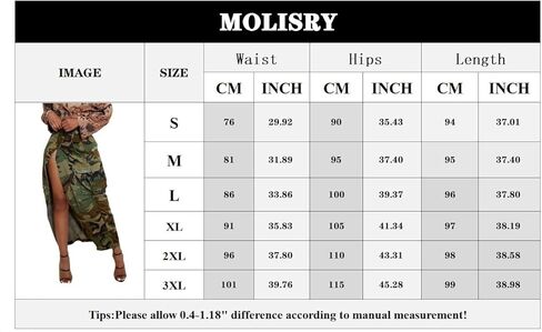 تنانير Molisry Cargo Camo للنساء تنورة طويلة قابلة للتمدد عالية الخصر وسحاب عالي الانقسام مع جيوب in Kuwait