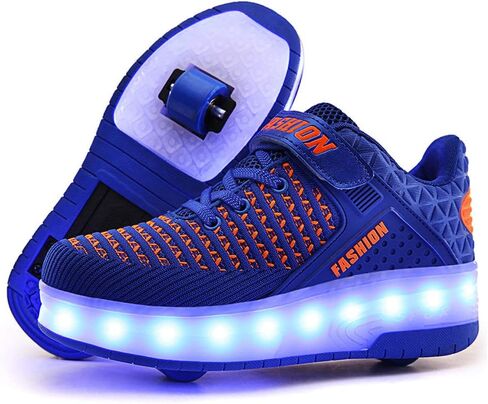 Qneic USB Rechargeable Roller Shoes Sneakers for Boys Girls Kids Gift LED Light Up Wheels Shoes Roller Skates in Kuwait