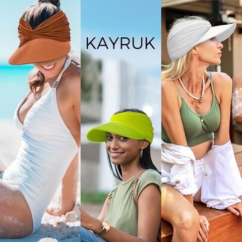 KAY RUK Sun Visor Hats for Women, Summer Visor Cap Adjustable Beach with Wide Brim for Sports Travel Hiking in Kuwait