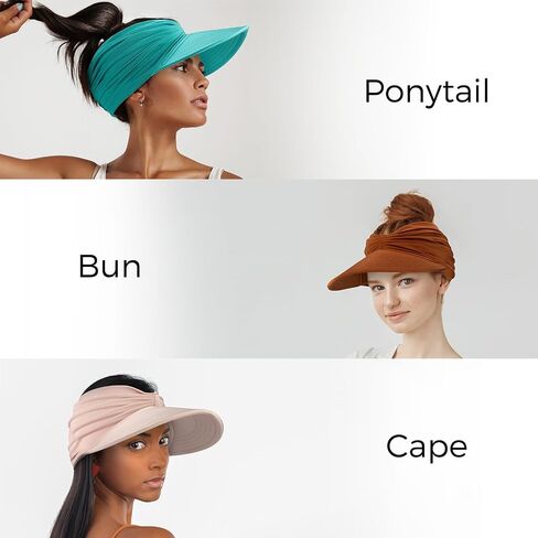 KAY RUK Sun Visor Hats for Women, Summer Visor Cap Adjustable Beach with Wide Brim for Sports Travel Hiking in Kuwait