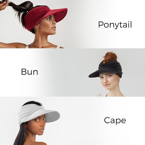 KAY RUK Sun Visor Hats for Women, Summer Visor Cap Adjustable Beach with Wide Brim for Sports Travel Hiking in Kuwait