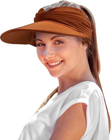 KAY RUK Sun Visor Hats for Women, Summer Visor Cap Adjustable Beach with Wide Brim for Sports Travel Hiking in Kuwait