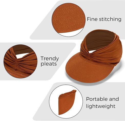 KAY RUK Sun Visor Hats for Women, Summer Visor Cap Adjustable Beach with Wide Brim for Sports Travel Hiking in Kuwait