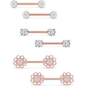 Hnxnskt 3 Pairs Stainless Steel Nipple Ring CZ Straight Barbell Rhinestone Nipple Studs Nipple Body Piercing Jewelry for Women in Kuwait