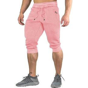 FASKUNOIE Men's Cotton Casual Shorts 3/4 Jogger Capri Pants Breathable Below Knee Short Pants with Three Pockets in Saudi Arabia