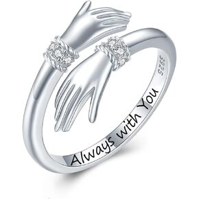 Hug Ring, S925 Sterling Silver Adjustable Come to My Arm Inspirational Encourage Rings Hand Open Thumb Ring''Give Me a Hug'' Embrace Ring Jewelry Gift for Mom Daughter Friends in Saudi Arabia