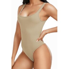 Reosse Shapewear Bodysuit for Women Tummy Control - Square Neck Sleeveless Sexy Thong Tank Top Body Shaper