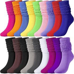 JaGely 18 Pairs Slouch Socks for Women Colorful Slouchy Stacked Socks 80s Neon Stacked Socks Elastic Soft Long Scrunchie Socks for Women Girls Boot Christmas Gift, Size 9-11 in Saudi Arabia
