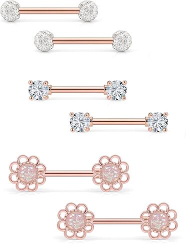 Hnxnskt 3 Pairs Stainless Steel Nipple Ring CZ Straight Barbell Rhinestone Nipple Studs Nipple Body Piercing Jewelry for Women in Kuwait