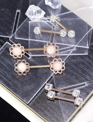 Hnxnskt 3 Pairs Stainless Steel Nipple Ring CZ Straight Barbell Rhinestone Nipple Studs Nipple Body Piercing Jewelry for Women in Kuwait