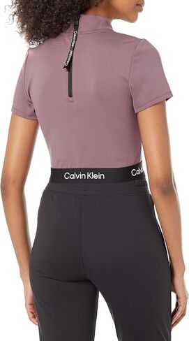 Calvin Klein Performance Women's Mock Neck Ponte Short Sleeve Fitted Crop Top in Saudi Arabia