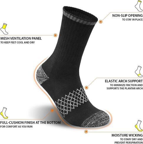DEARMY Athletic Hiking Socks for Women/Men Best Gifts/Cushioned Moisture Wicking Sports Socks(5Pairs) in Kuwait
