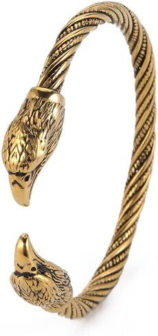 kkjoy Viking Bracelet for Men Stainless Steel Animal Head Screw Teen Cuff Bangle Norse Biker Nordic Pirates Amulet Jewellery in Kuwait
