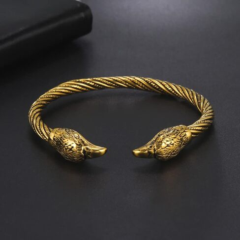 kkjoy Viking Bracelet for Men Stainless Steel Animal Head Screw Teen Cuff Bangle Norse Biker Nordic Pirates Amulet Jewellery in Kuwait