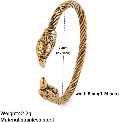 kkjoy Viking Bracelet for Men Stainless Steel Animal Head Screw Teen Cuff Bangle Norse Biker Nordic Pirates Amulet Jewellery in Kuwait