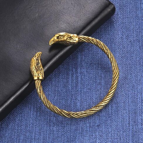 kkjoy Viking Bracelet for Men Stainless Steel Animal Head Screw Teen Cuff Bangle Norse Biker Nordic Pirates Amulet Jewellery in Kuwait