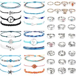 Sanfenly Cute Braided String Bracelets Knuckle Rings Set for Teen Girls Women Handmade Woven Stackable Best Friend Friendship Vsco Obx Surfer Wave Sunflower Turtle Waterproof Ankle Bracelets Anklets Adjustable Summer Ocean Beach Jewelry in Saudi Arabia